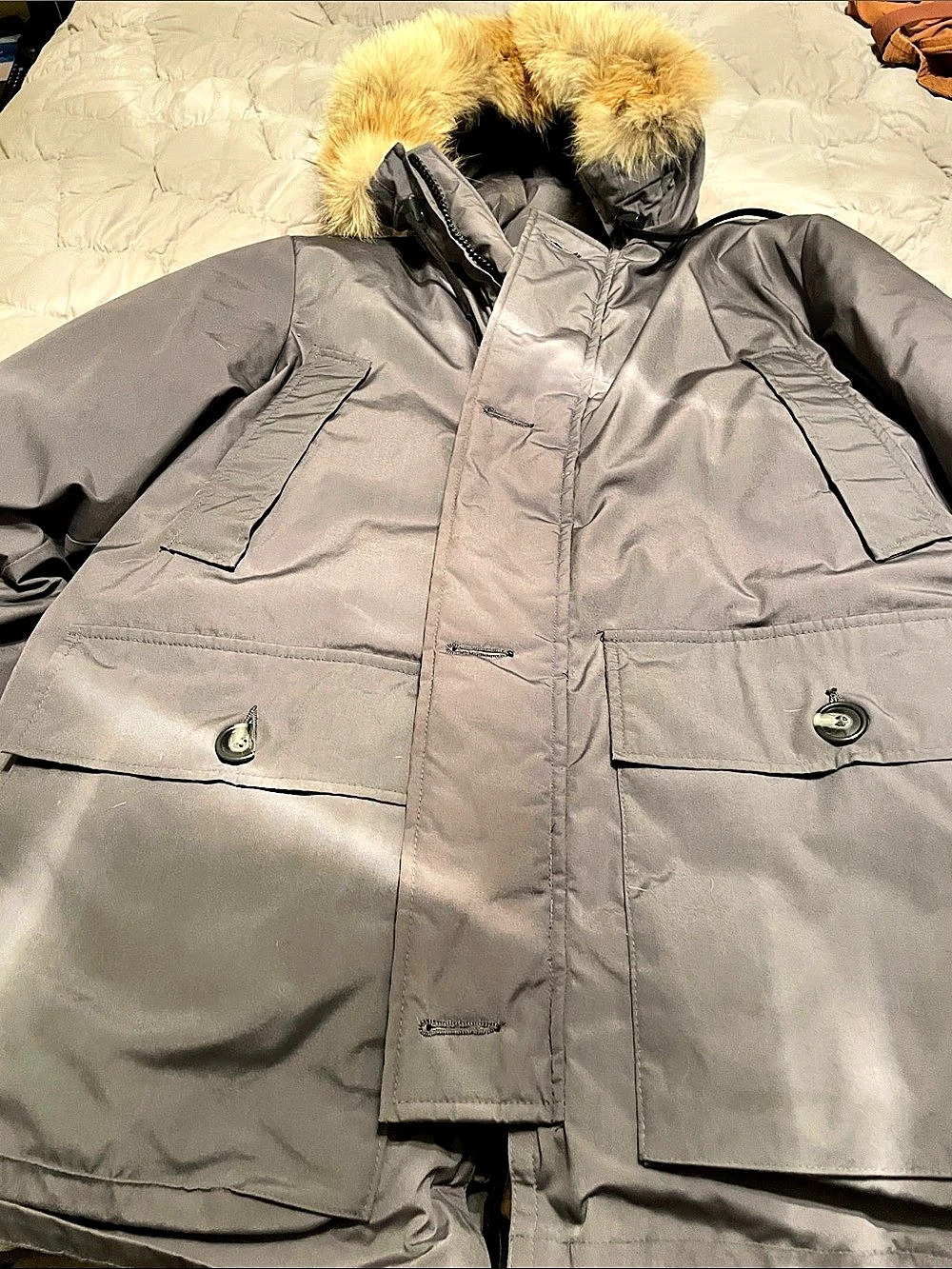 Eddie Bauer goose down fur coyote jacket